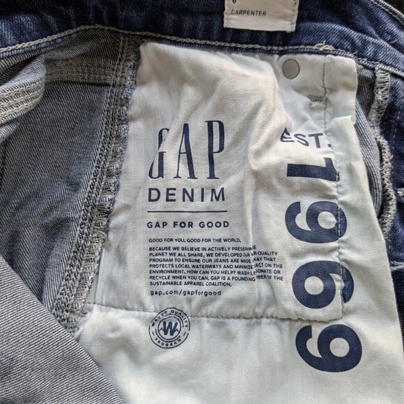 Gap 1969 Carpenter Jeans Women 6 Blue High Rise Cropped Button Fly Loose Denim - Picture 9 of 10